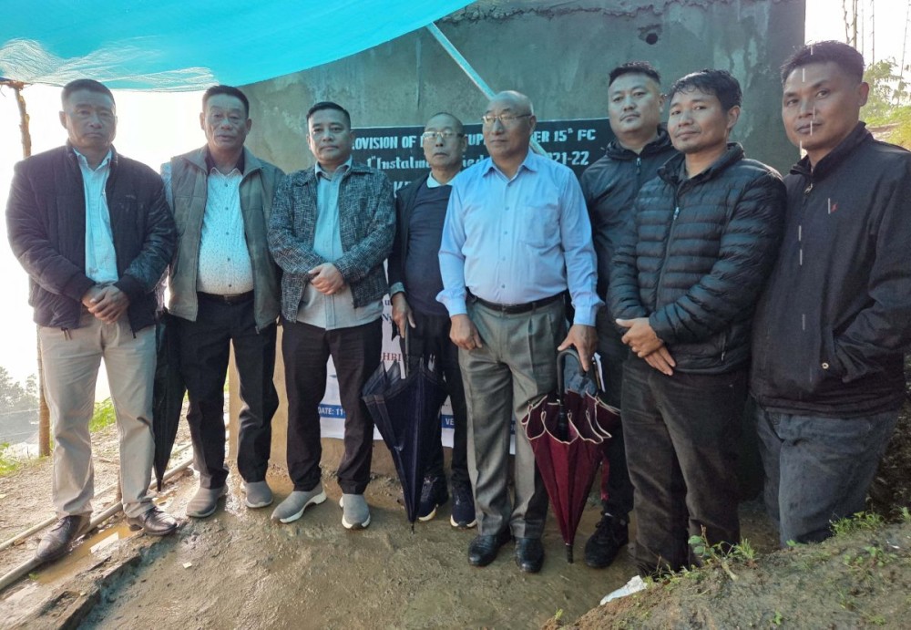 Minister P Bashang with ADC, Tuensang, ward leaders and church workers of 3rd NAP Saksi, Tuensang. (Morung Photo)